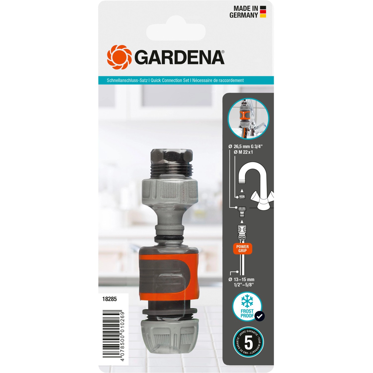 Gardena Schnellanschluss-Satz, Inhalt 1 x 2906, 18201, 18215, verpackt