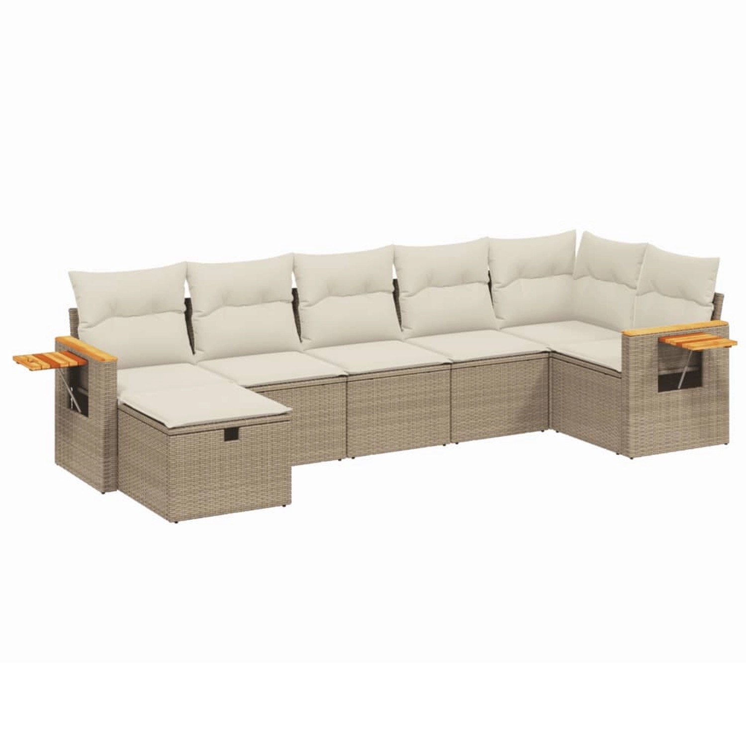 vidaXL 7-Tlg Garten-Sofagarnitur mit Kissen Beige Poly Rattan 3265531 günstig online kaufen