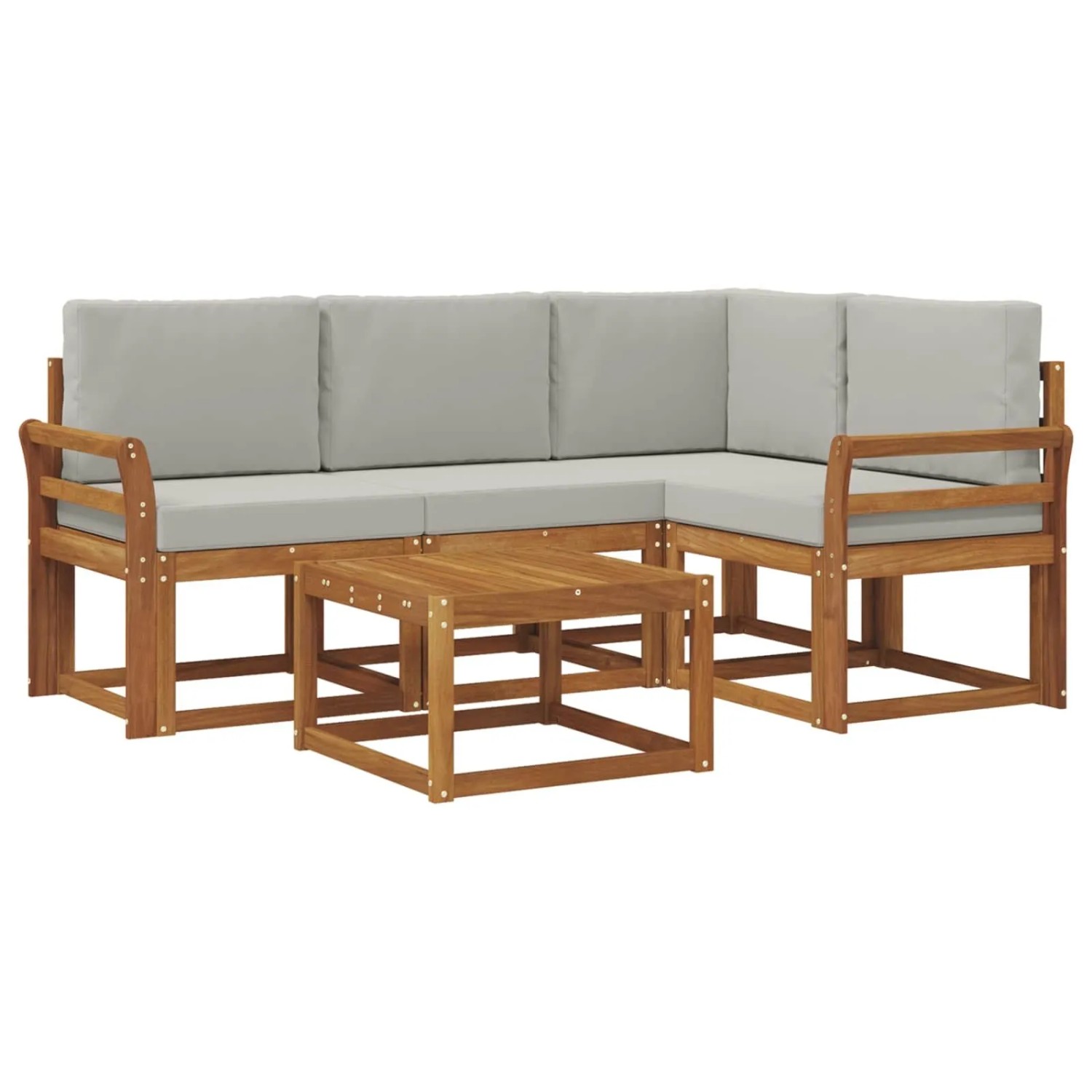 vidaXL Outdoor-Sofagarnitur mit Kissen 5 Stk Natur und Hellgrau 3366359