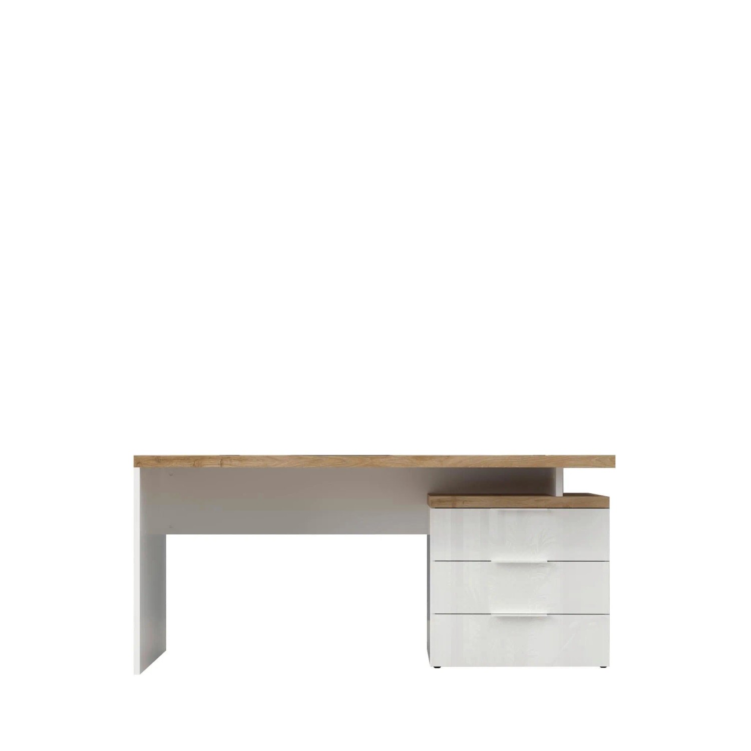 Based Schreibtisch Easy Office Eichefarben/Weiß Hochglanz