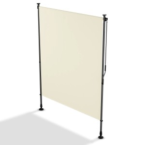 Beige Juskys Senkrechtmarkise Barbados 150x310 cm als Sonnen- und Sichtschutz für Balkon und Terrasse.