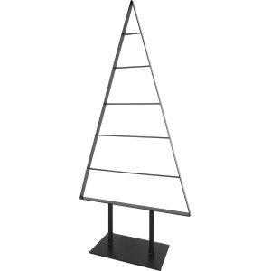 Schwarze Deko-Tanne aus Metall, 62 cm hoch, moderne Weihnachtsdekoration.