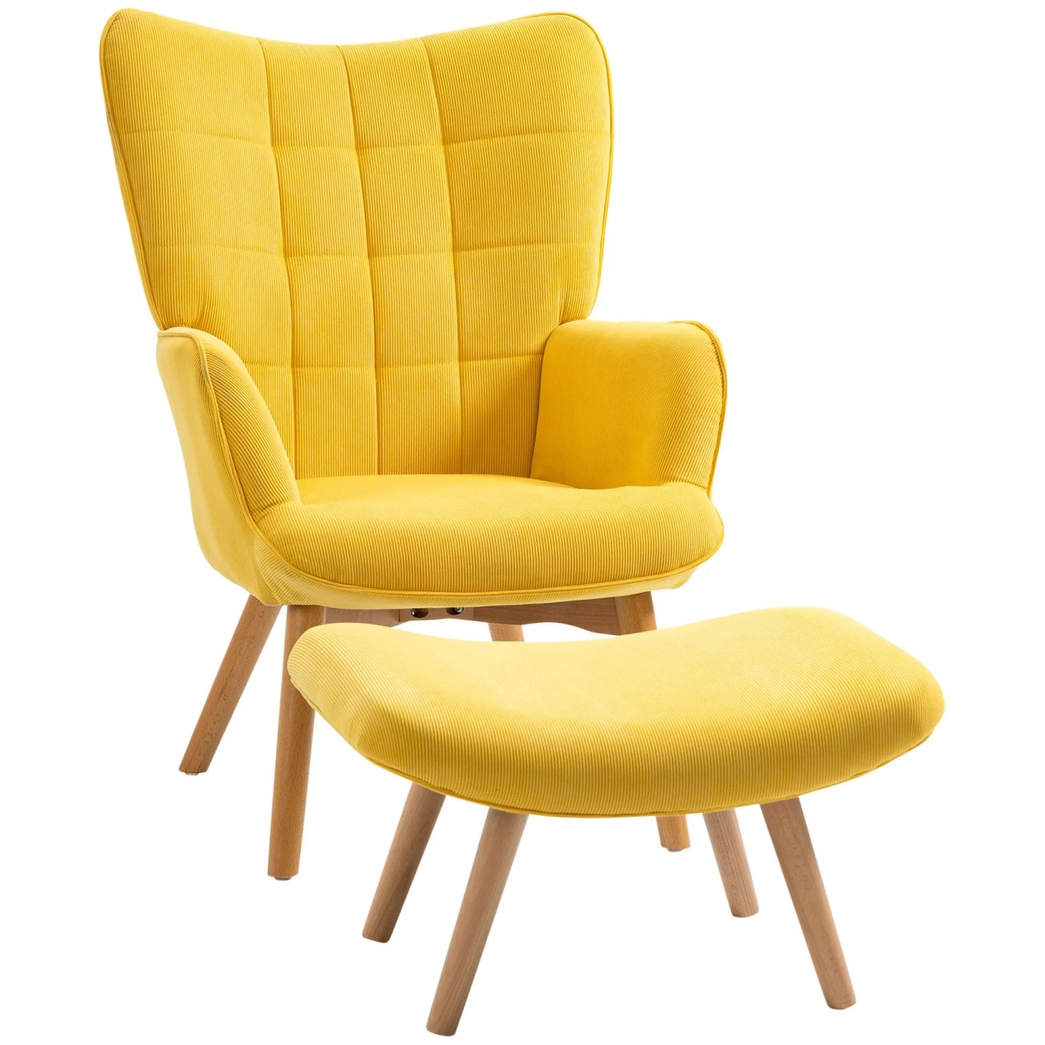 HOMCOM Relaxsessel Ohrensessel, Modern Armlehnensessel, Lesesessel, Schlafzimmer (Ohrensessel, 2-St., Polstersessel), mit Cord-Optik