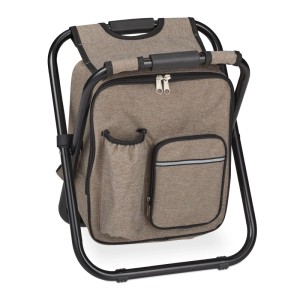 Klappbarer Campinghocker mit Tasche, beige/schwarz, aus Eisen und Polyester.