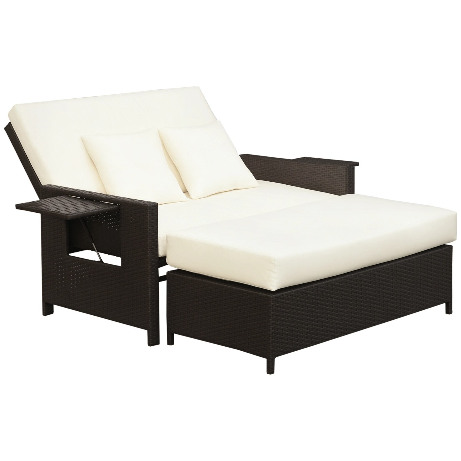 Outsunny Gartenmöbel-Sets PE Polyrattan Metall Braun Creme B130x T72 x H93 cm