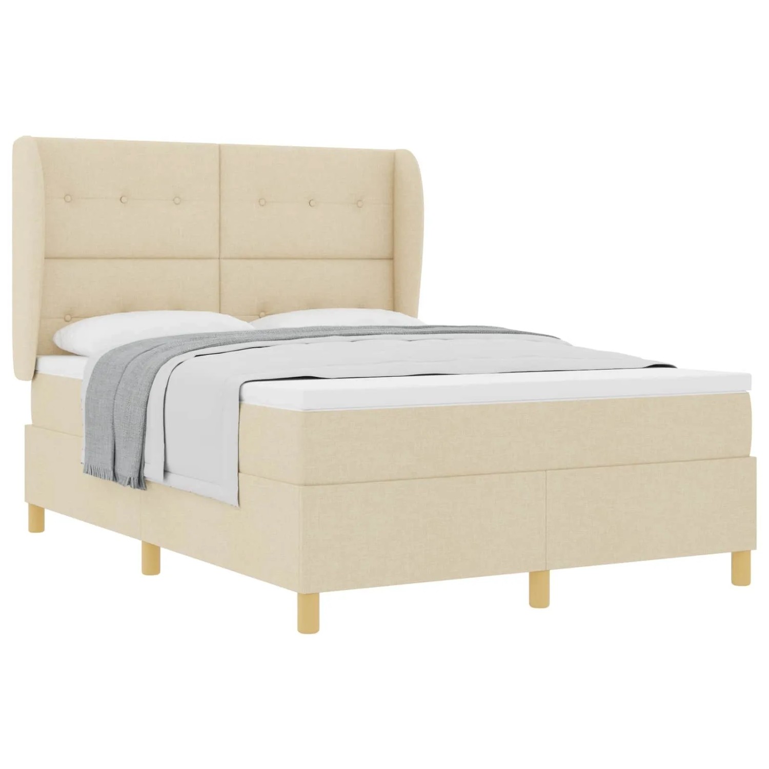 vidaXL Boxspringbett mit Matratze Dunkelgrau 90x190 cm Creme Stoff 3340758