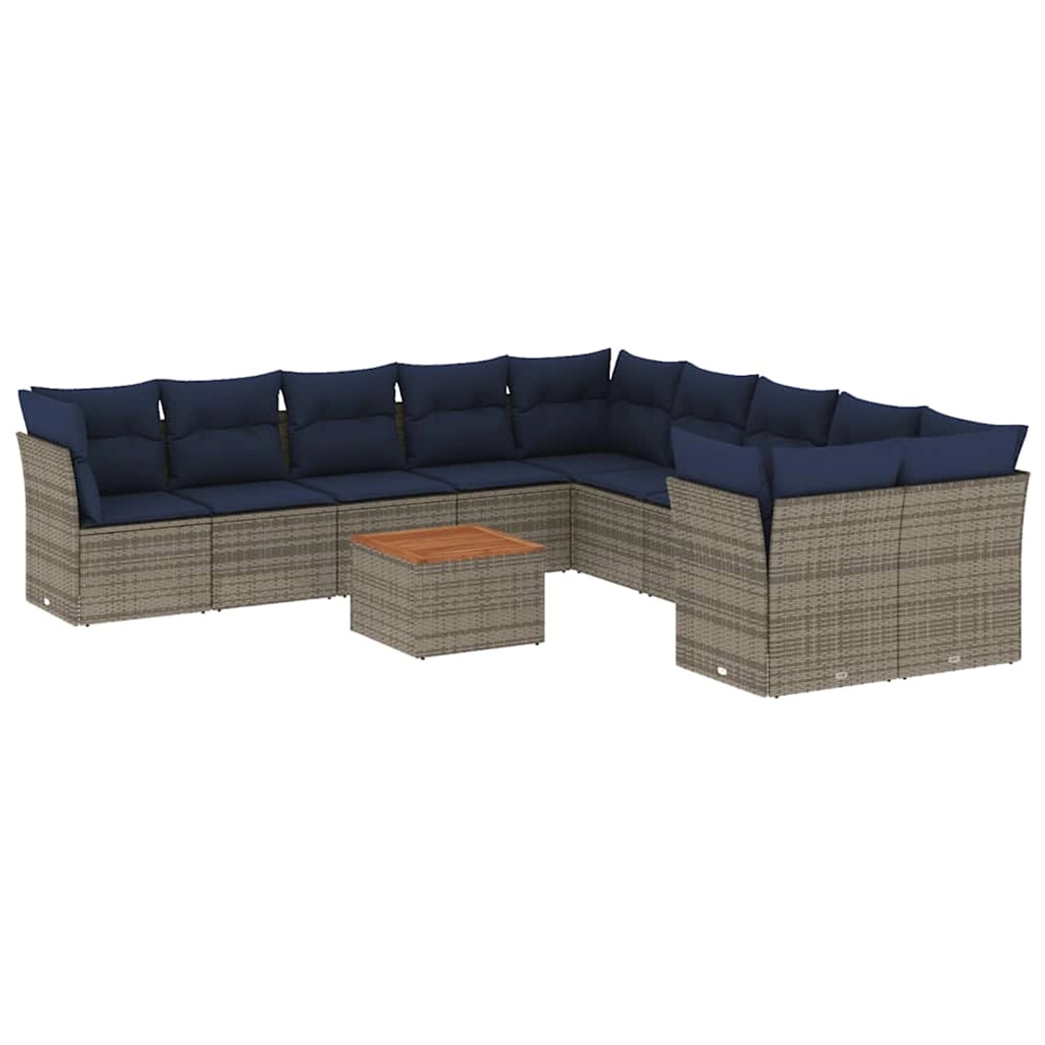 vidaXL 11-Tlg Garten-Sofagarnitur mit Kissen Grau Poly Rattan 3256187 günstig online kaufen