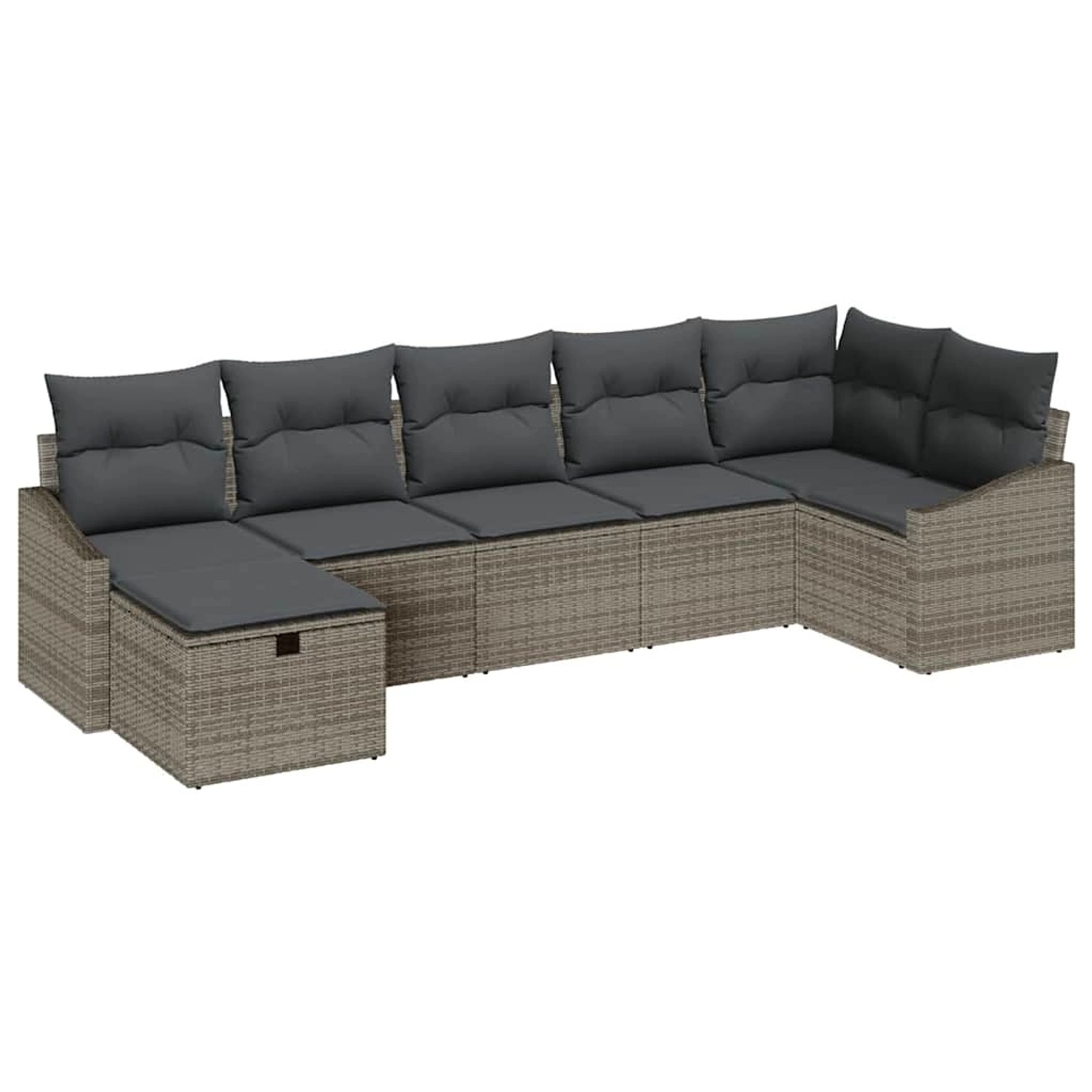 vidaXL Garten-Sofa-Set mit Kissen 7-Tlg Grau Poly Rattan 3359298 günstig online kaufen