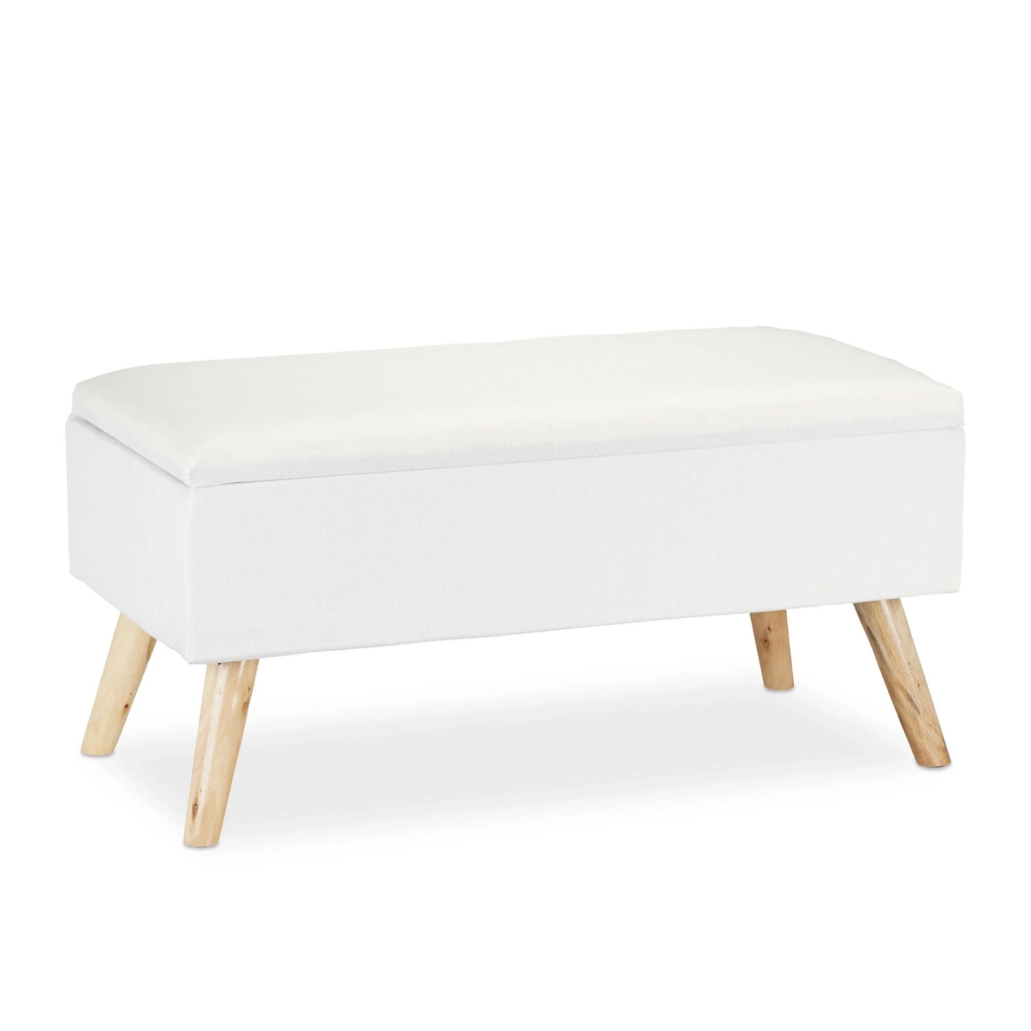 Relaxdays Sitzbank Stoff Weiß mit Stauraum 39,5 cm x 79,5 cm x 39,5 cm 11,6 kg