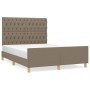 vidaXL Bettgestell mit Kopfteil, taupefarbener Stoff, 140x190 cm. Elegantes Polsterbett.