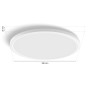 Philips Hue Tento LED-Panel, weiße, runde Deckenleuchte mit Farbfunktion und Maßangaben.