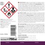 Gefahrzeichen und Warnhinweise auf einem Etikett für chemische Produkte.