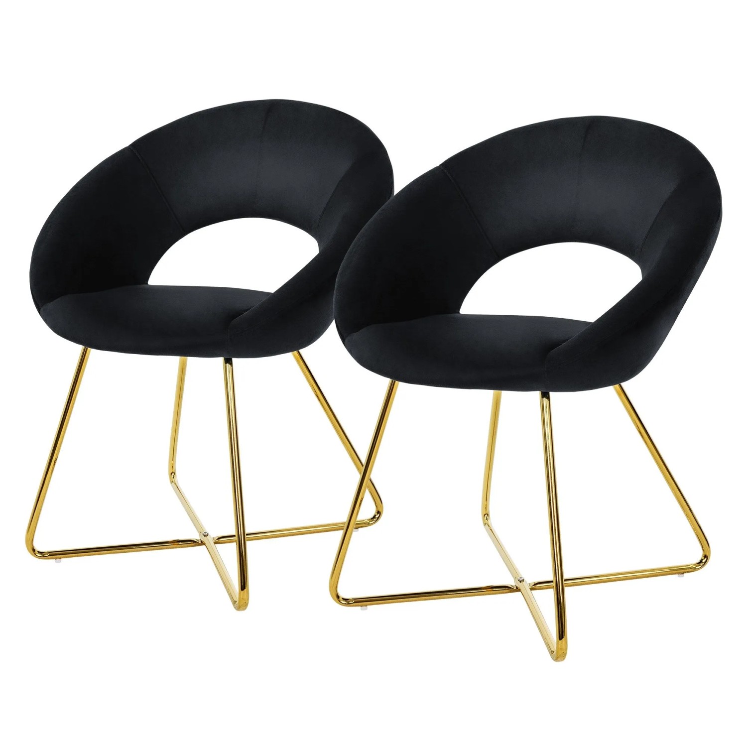 ML-Design Esszimmerstühle 2er Set Samtbezug Schwarz Goldene Beine