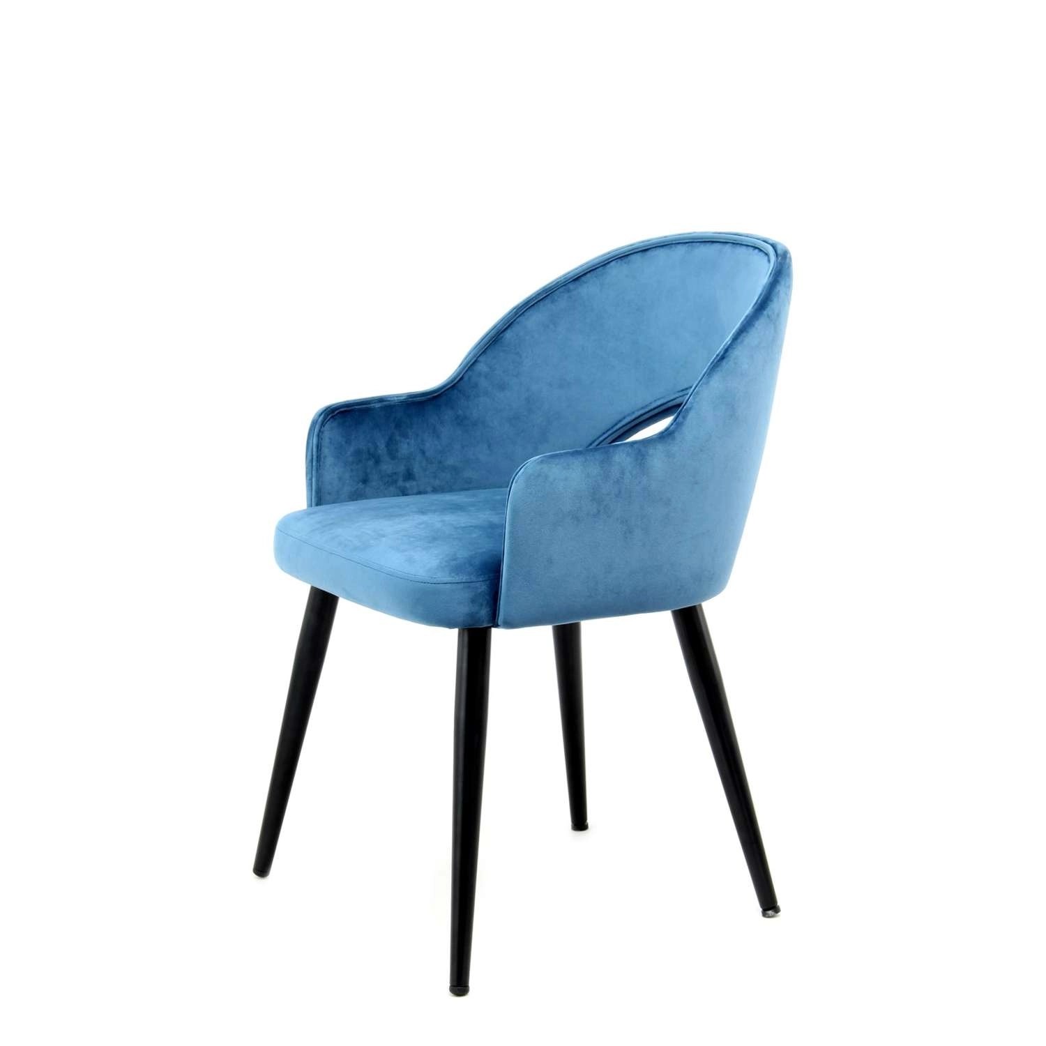 MeGusta Moderner Stuhl 2er-Set Blau Polsterstuhl Esszimmerstuhl mit Armlehne Lilli