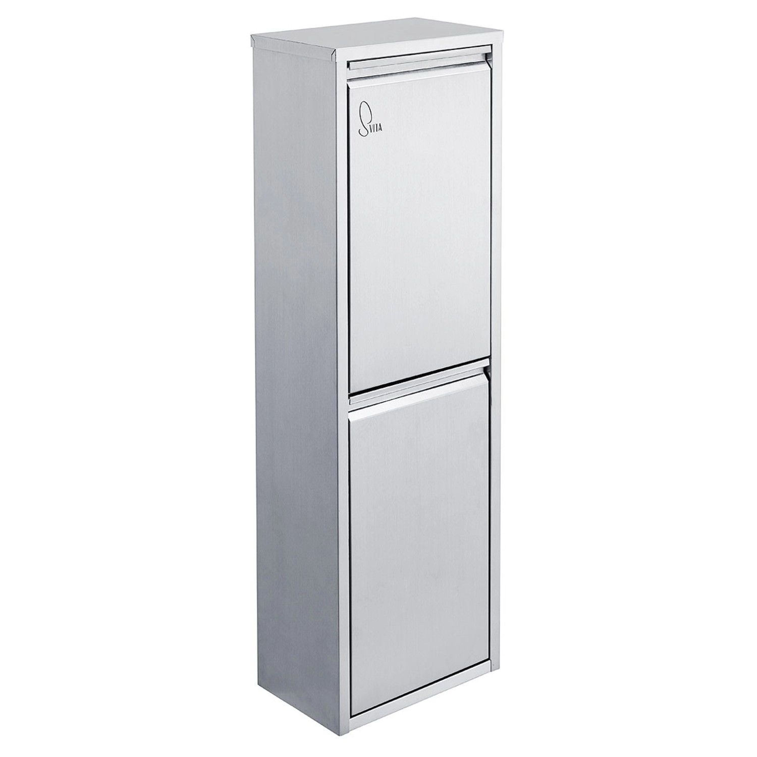 Svita V2X8 Mülleimer Wandbefestigung Mülltrennsystem 2 Fächer 2x8L 16 Liter Edelstahl Silber