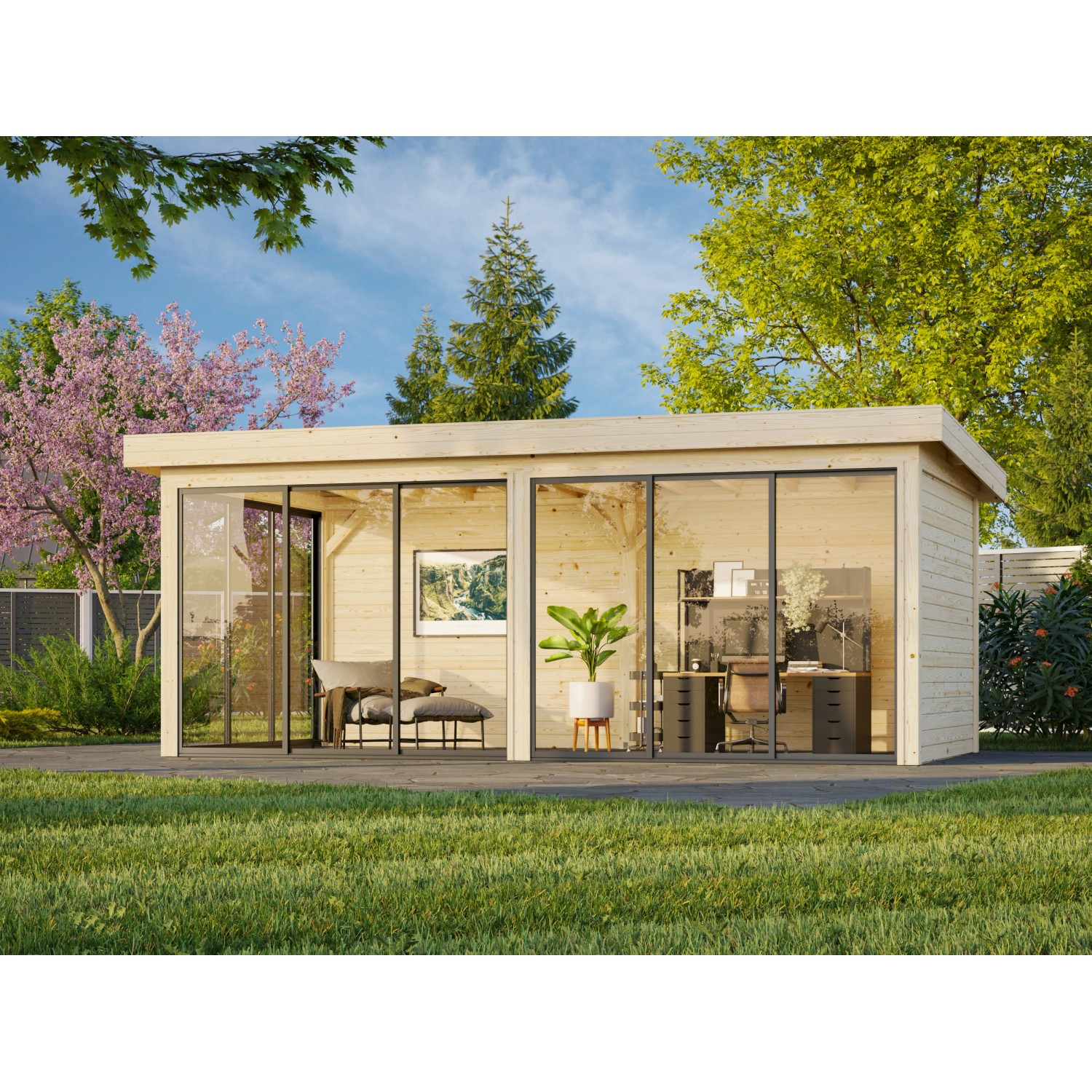 Palmako Pavillon Lenna Set 702 Slide Plus 588 x 300 cm Lackiert Weiß FSC® günstig online kaufen