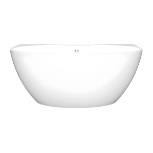 Weiße ovale Vorwandbadewanne Pagrus, 151 cm, aus Acryl, klassisches Design für 1 Person.
