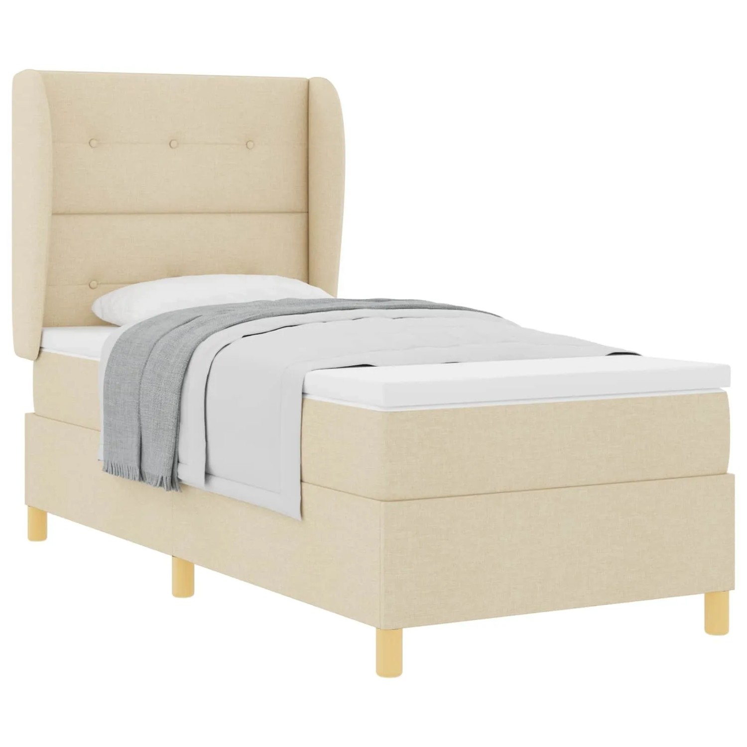 vidaXL Boxspringbett mit Matratze Dunkelgrau 90x190 cm Creme Stoff 3340730 günstig online kaufen