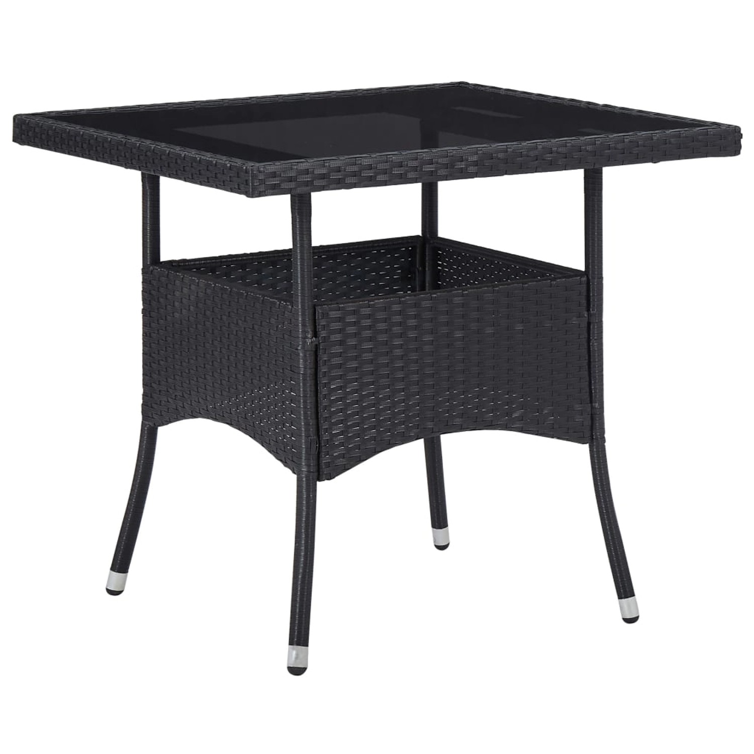 vidaXL Garten-Esstisch Schwarz Poly Rattan und Glas 46177 günstig online kaufen
