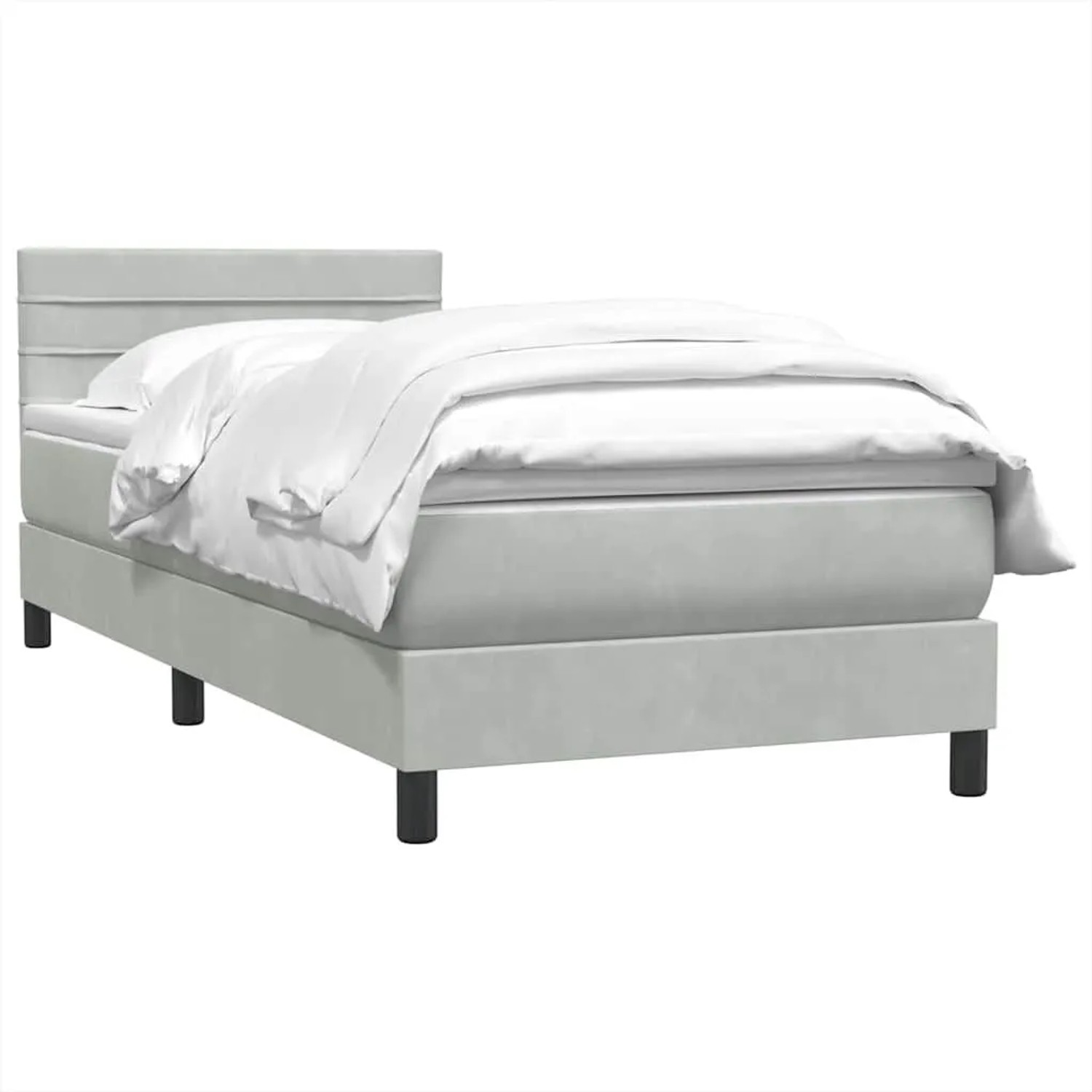 vidaXL Boxspringbett mit Matratze Hellgrau 90x220 cm Samt 3316335 günstig online kaufen