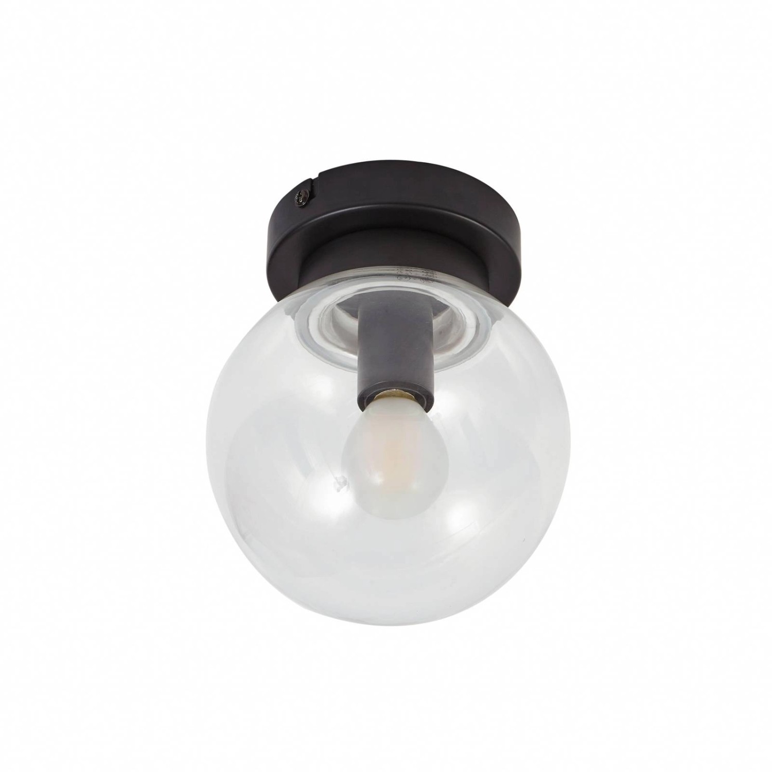 Lucande Deckenlampe Badolo 10020356 Spritzwassergeschützt in Schwarz aus Metall 1-flammig E14 Badezimmerleuchte