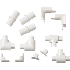 D-Line Kabelkanal Zubehör-Set, 13-teilig, weiß, für Kabelkanäle 16x8mm: Verbinder, Ecken, Endstücke, T-Stücke.