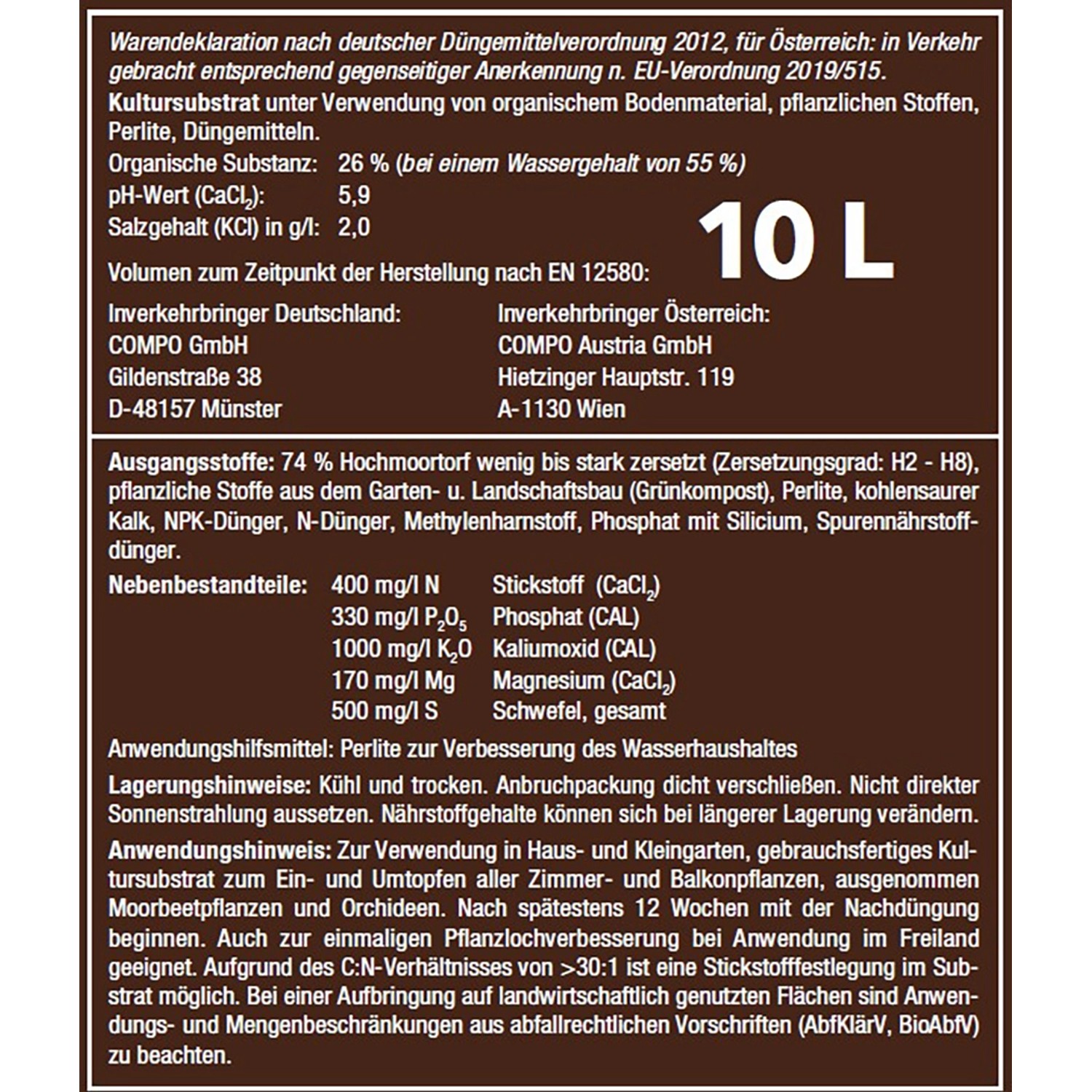 Compo Sana QualitätsBlumenerde 1 x 10 l kaufen bei OBI