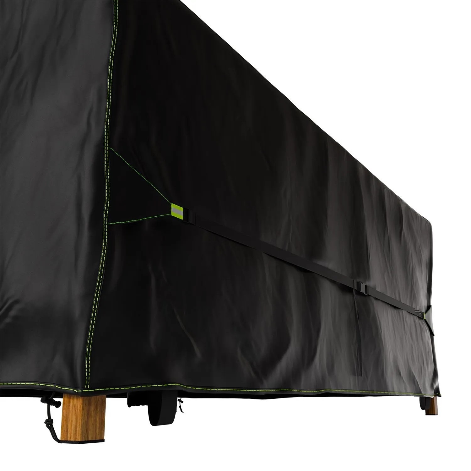 Schwarze Juskys Schutzhülle CoverSafe Pro (220x140x75 cm) für Gartenmöbel.