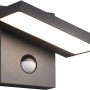 Moderne Trio LED-Außenwandleuchte Horton in Anthrazit mit Bewegungssensor.