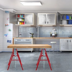 Relaxdays Klappbock Stahl Rot Silber Höhenverstellbar 130 cm x 69 cm x 58 cm