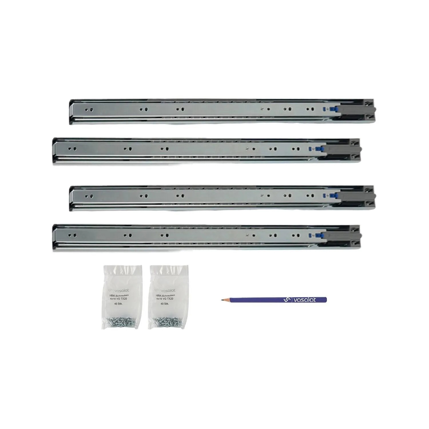vasalat Kugelauszug 550mm Softclose Kugelführung - Vollauszug mit Dämpfung - 2 Paar