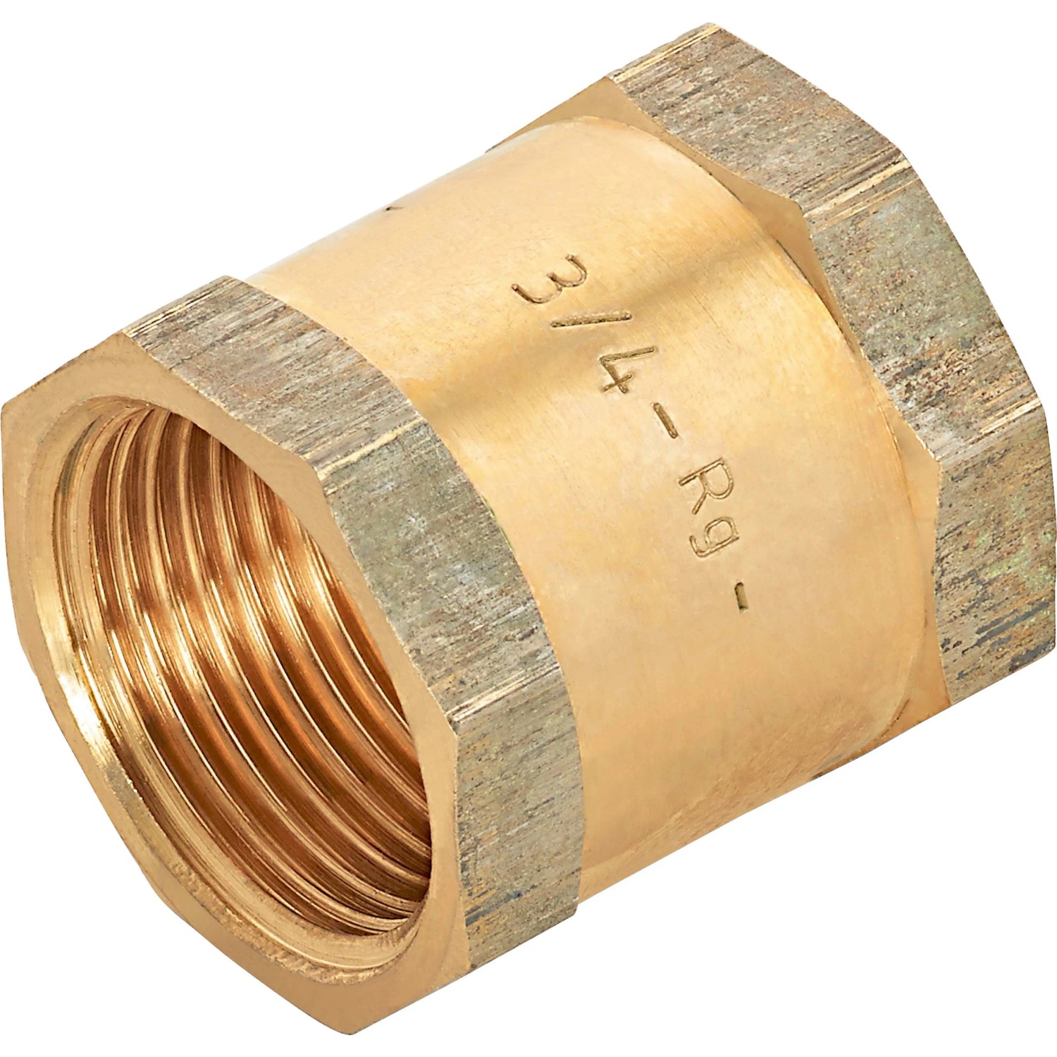 Rotguss Gewindemuffe 24,1 mm (Rp 3/4) für die schnelle Rohrverbindung.