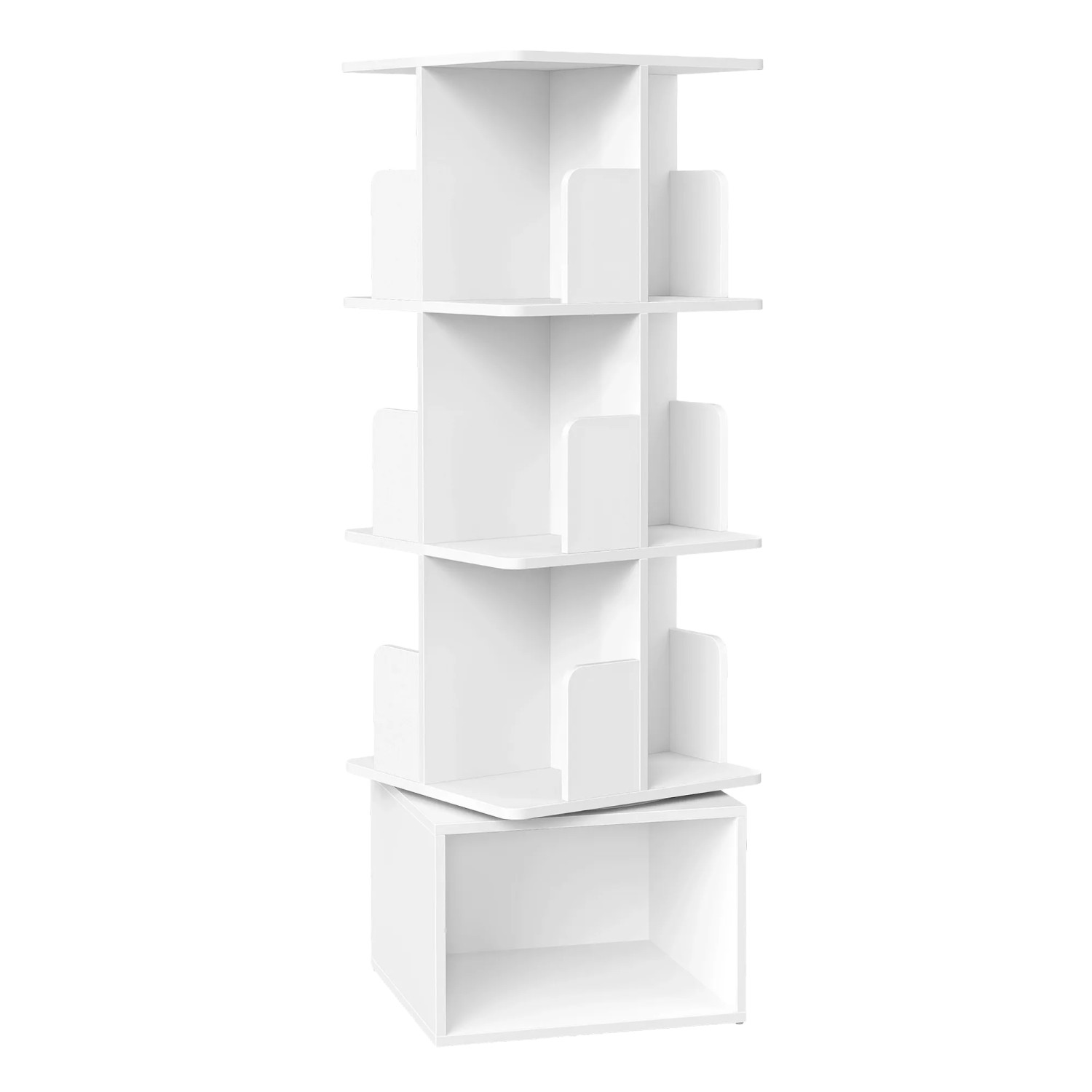 Vasagle Bücherregal Drehbar mit 4 Ebenen 124,6 cm x 37,4 cm x 40 cm Weiß