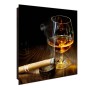 Banjado Schlüsselkasten Glas 30x30cm, Motiv Whiskey & Cigar, 50 Haken, beschreibbar, magnetisch.