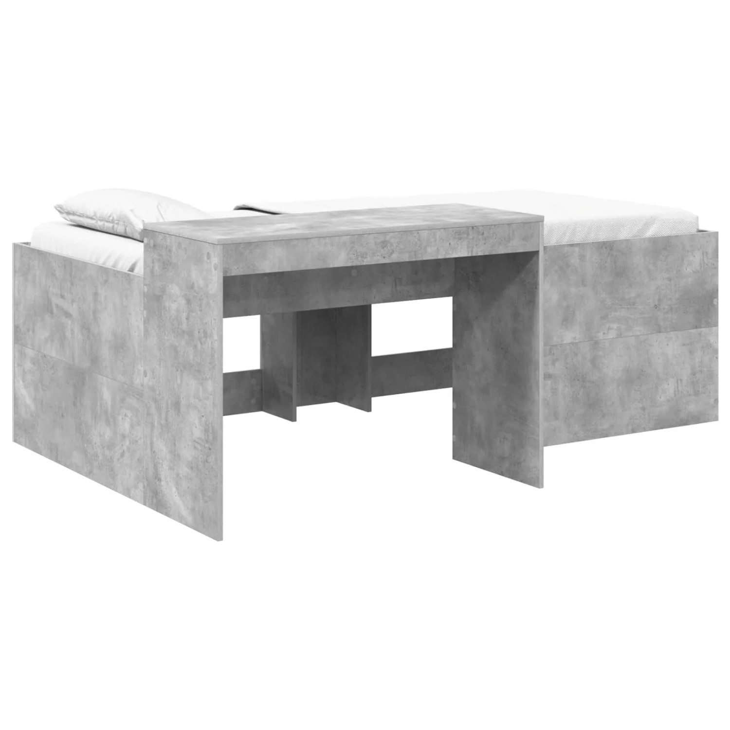 vidaXL Hochbett mit Schreibtisch für Kinder Betongrau 90 x 200 cm 3422654