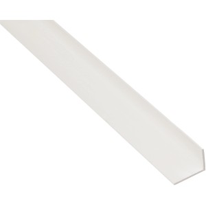 Weißes, ungleichschenkliges Winkelprofil aus Kunststoff, 10x20x2000 mm.