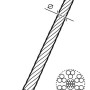 Illustration eines Conacord Bilderseils aus Eisen, 1,5 mm Durchmesser, Detailaufnahme der Seil-Struktur.