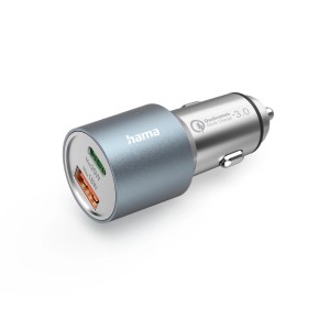 Hama Auto-Schnellladegerät mit USB-C und USB-A Anschluss, 38W, Metallgehäuse.