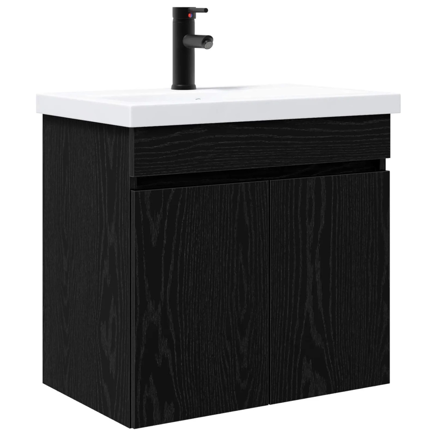 vidaXL Badezimmer Waschtischunterschrank mit Wasserhahn Schwarze Eiche 889538