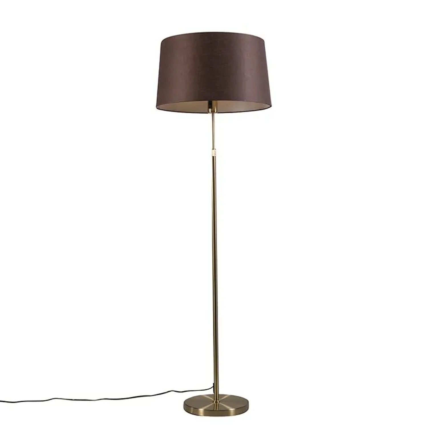 QAZQA Stehleuchte Gold   Messing mit Schirm Braun Verstellbar 45 cm Parte