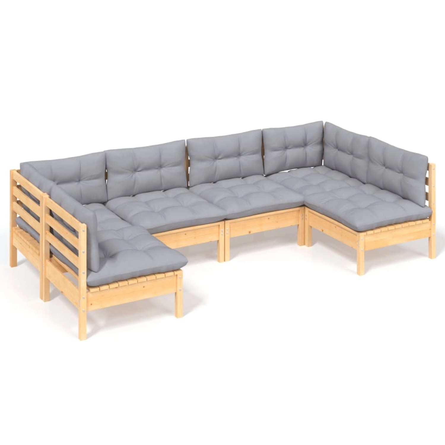 vidaXL 6-Tlg Garten-Lounge-Set mit Grauen Kissen Kiefer Massivholz 3097150 günstig online kaufen