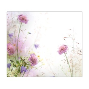 Banjado Herdabdeckplatte Glas mit Glitzernde Wiese Motiv, 60x52cm. Auch als Schneidebrett nutzbar.