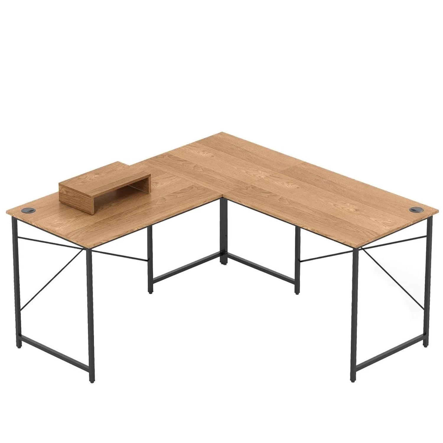 Costway Schreibtisch L-Form Reversibler Eckschreibtisch Ecktisch Natur