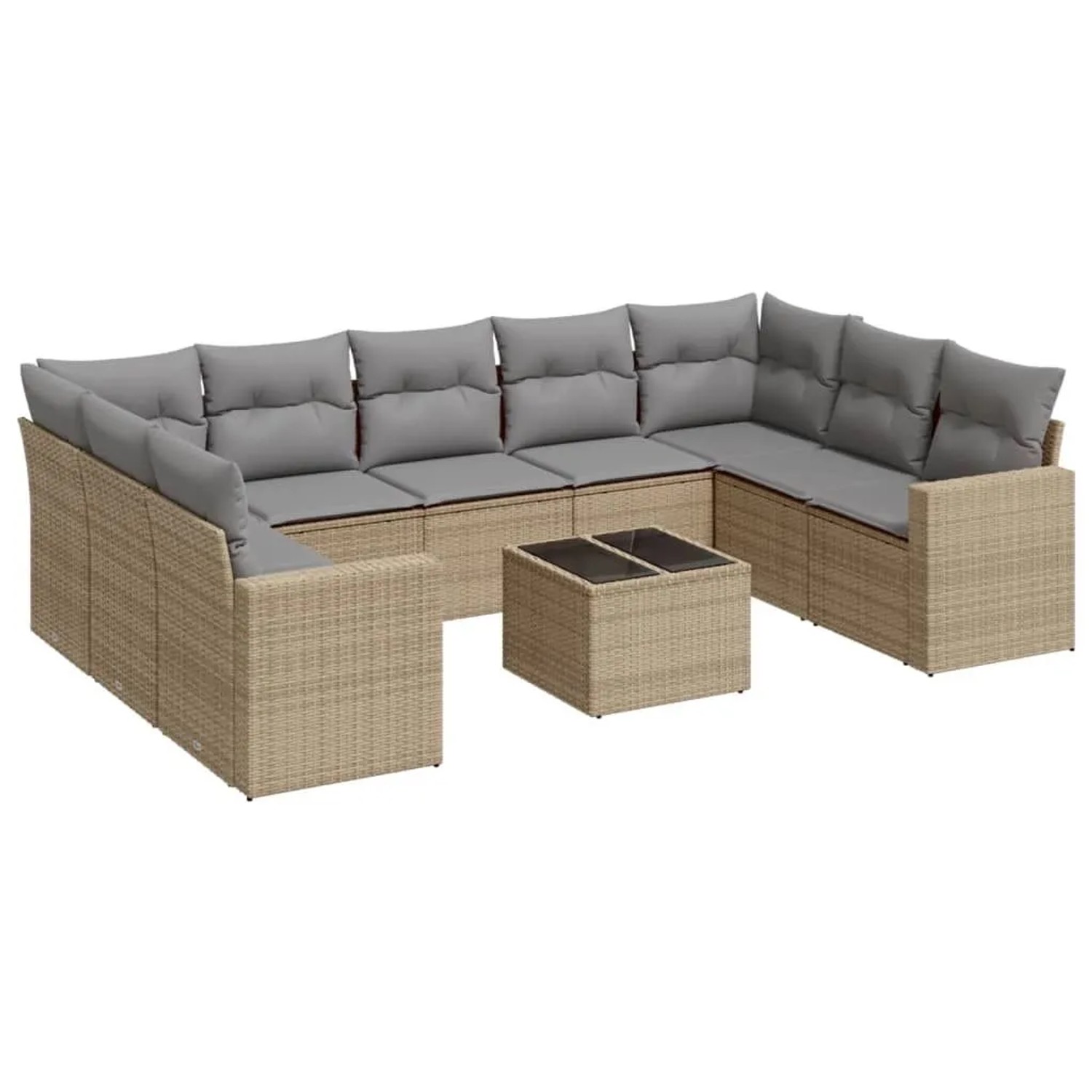 vidaXL 10-Tlg Garten-Sofagarnitur mit Kissen Beige Poly Rattan 3251746 günstig online kaufen