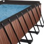 Detailansicht des EXIT Wood Pool 400x200x122 cm mit Holzoptik und Stahlrahmen.