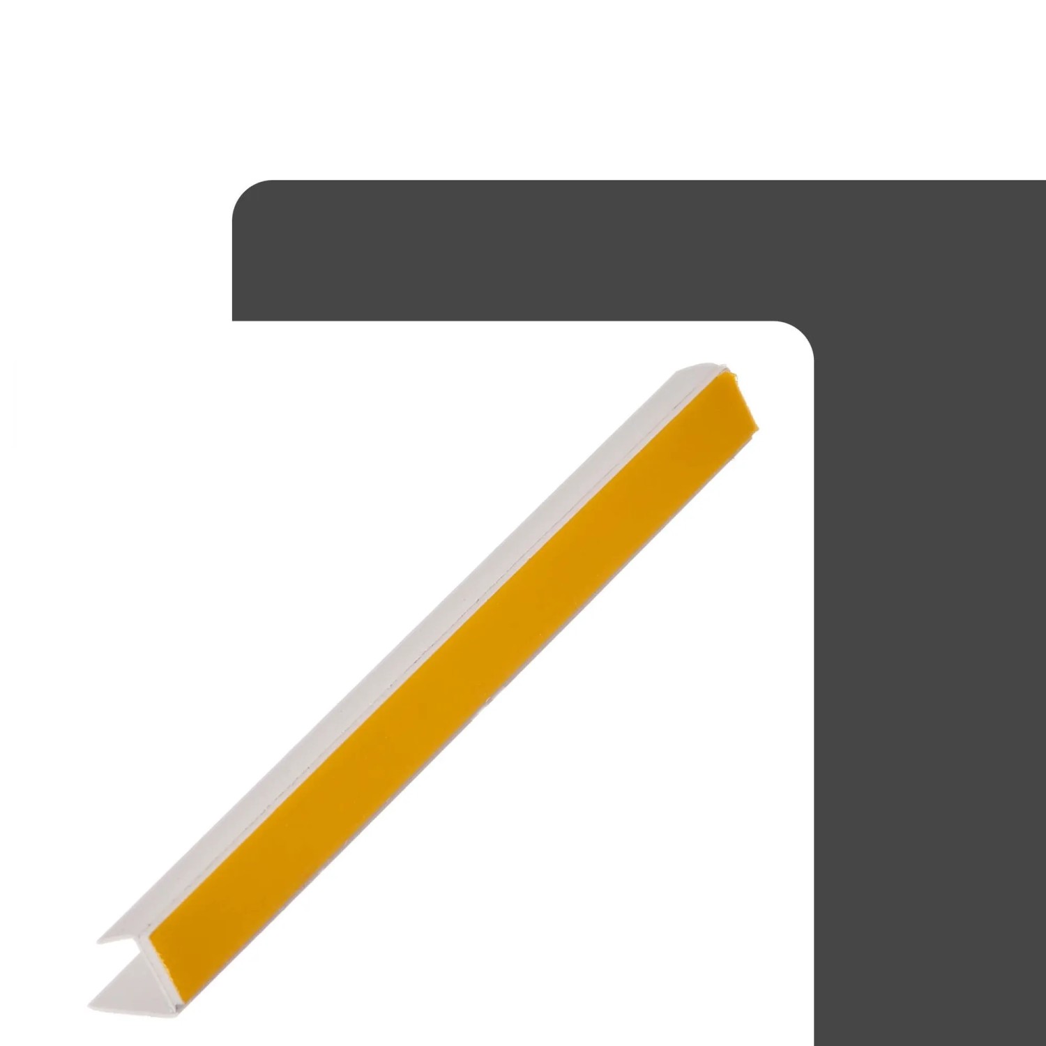 Weißes Protektor Einfassprofil, selbstklebend, für 12,5mm Platten. PVC-Kantenprofil für Putzträger.