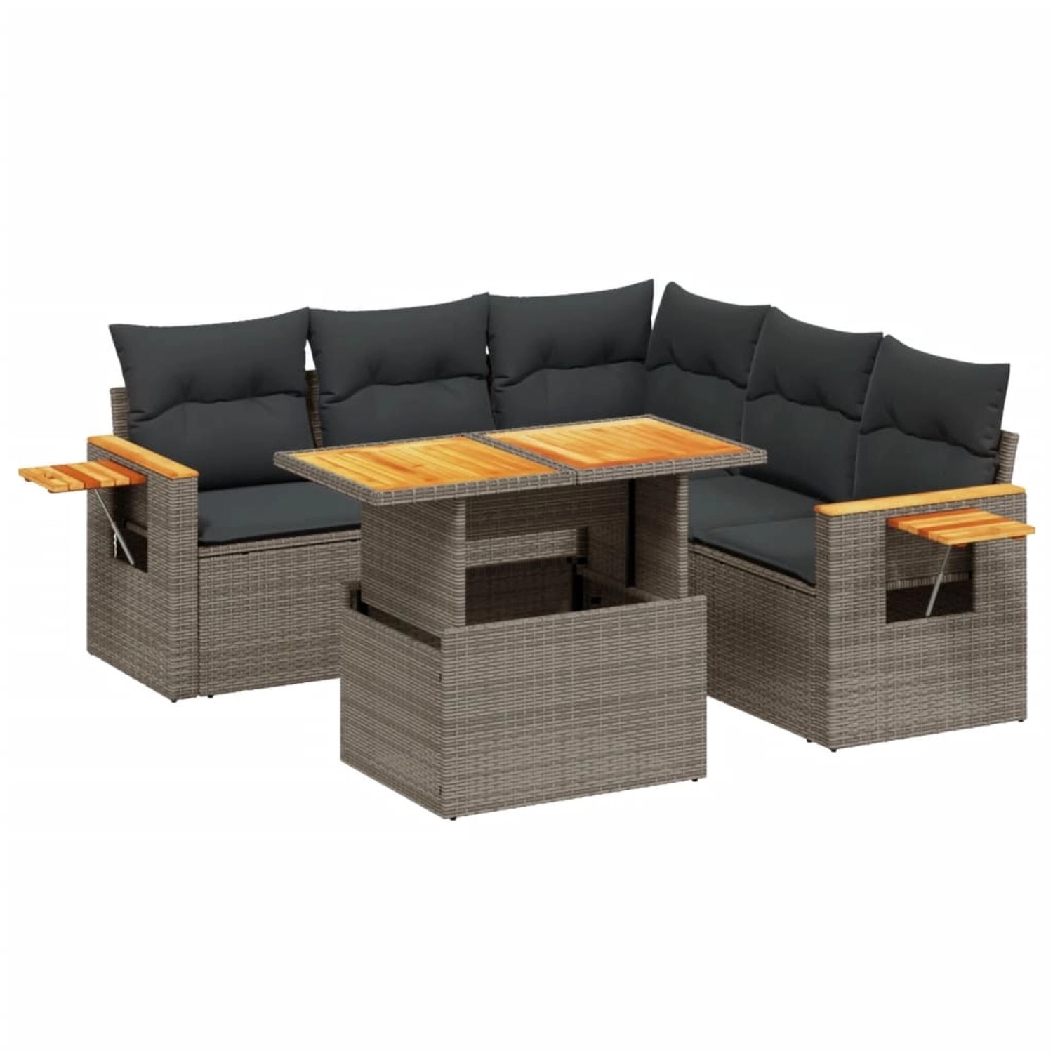 vidaXL 6-Tlg Garten-Sofagarnitur mit Kissen Grau Poly Rattan 3273517 günstig online kaufen