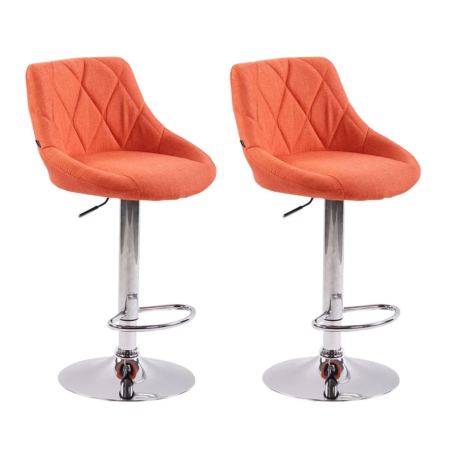 DELUKE 2er Set Barhocker FALON Stoff Orange 46x49x83cm Silber Barstuhl Mit Lehne Drehbar Tresenhocker Tresenstuhl