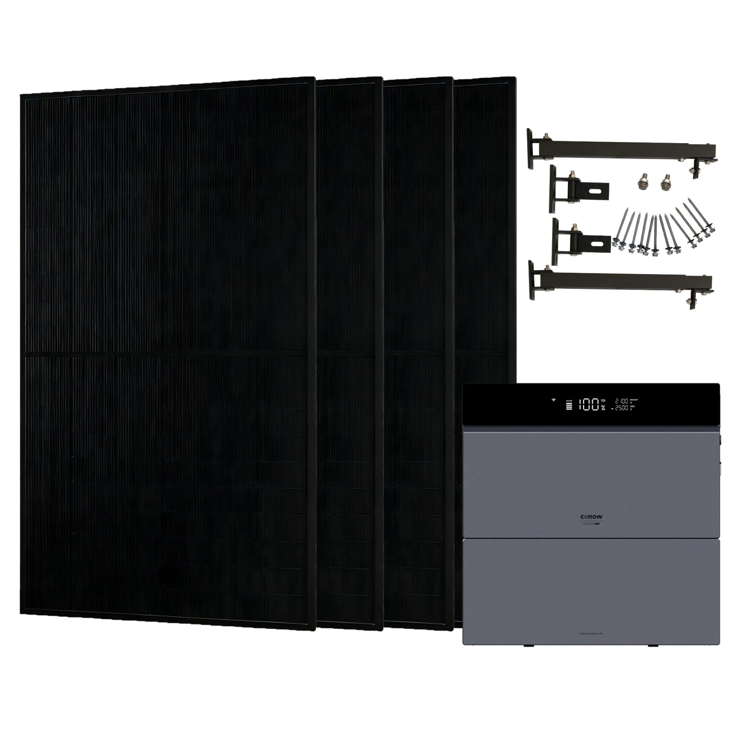 Conow CBE2000 Pro 1820W Balkonkraftwerk mit Halterung Flachdach mit 1 CBE2000 Erweiterungsakku
