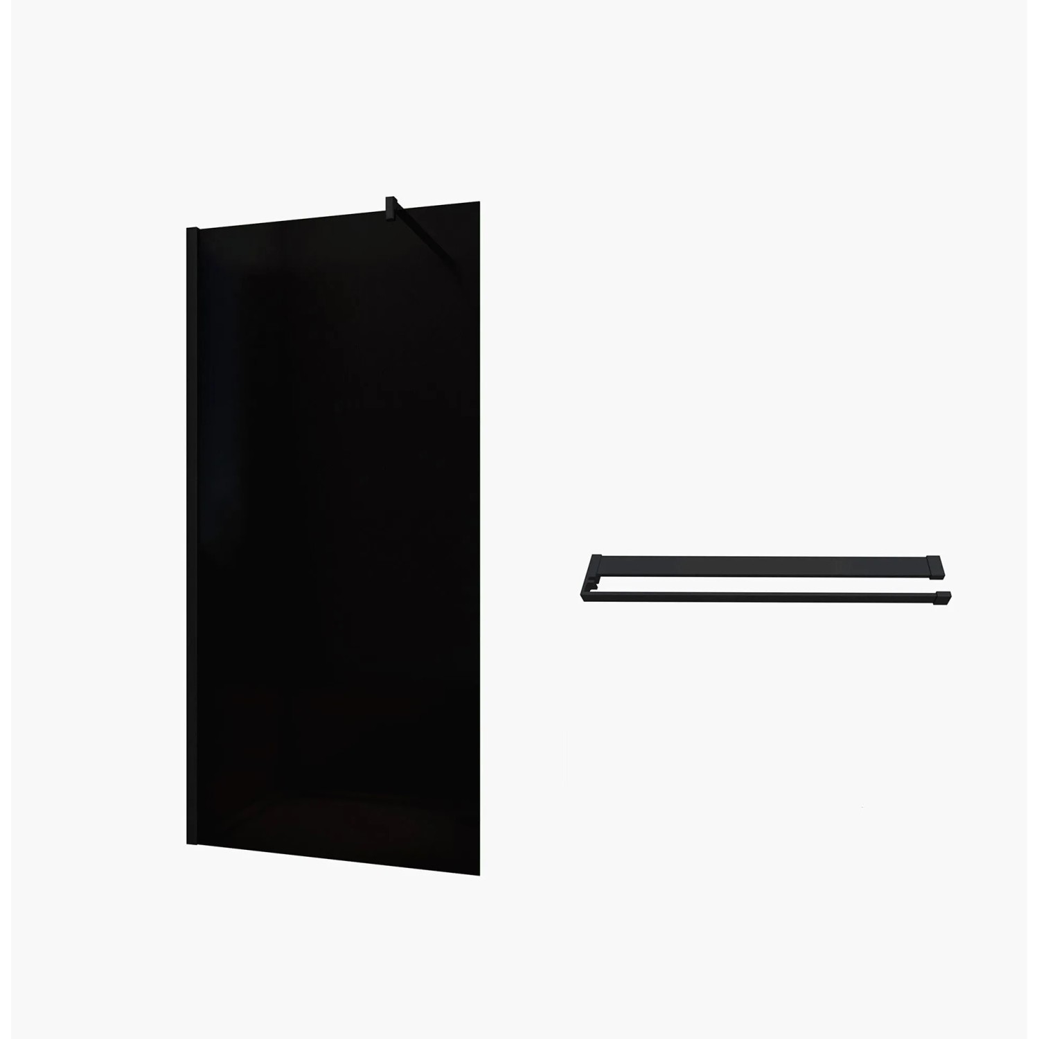 Duschparadies 100 x200cm Walk-in Duschwand 8mm NANO Glas Dusche Grauglas Duschtrennwand Duschabtrennung Mit Schwarz Duschregal Mit 140cm Stabilisator